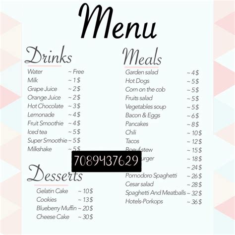 Pantry Decals. . Bloxburg cafe menu codes